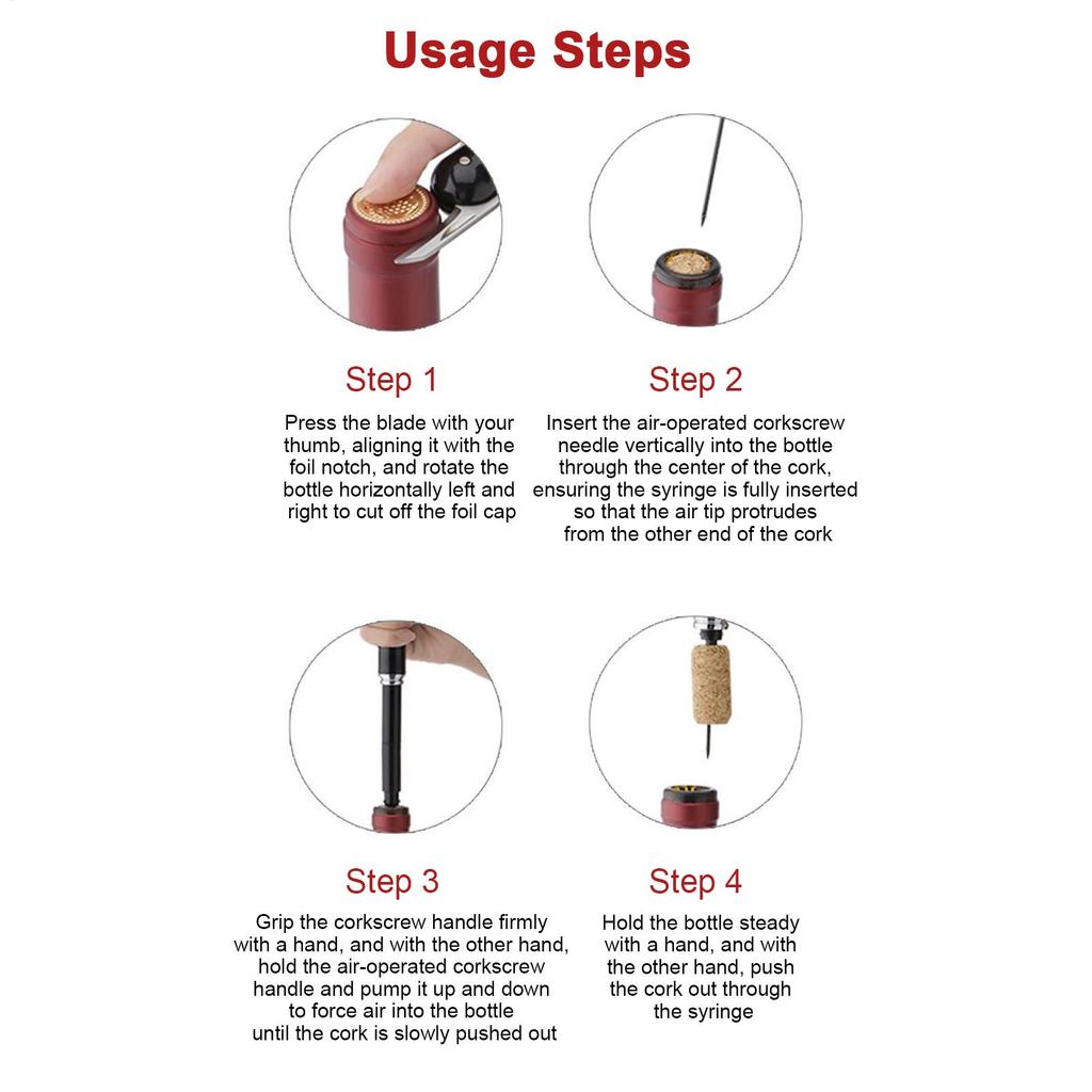 Wine Opener Portable Cork Remover Tool Air Pressure Pump Wine Bottle Opener For Travel Bar Bartender Kitchen Apartment