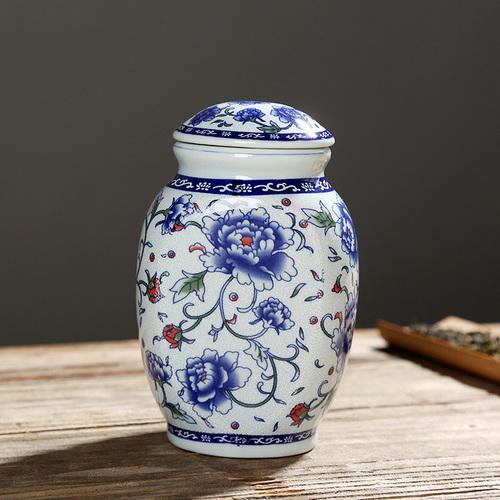 Vintage Geprägtes Blumen-Keramikgefäß Feuchtigkeitsdicht Verschließbar Tee Kaffee Süßigkeitenbehälter Küchen-Gewürzbehälter Porzellan-Handwerk Heimdekoration
