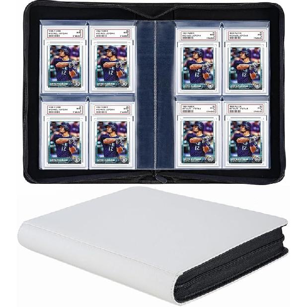 40 Pockets Graded Card Binder, Toploading PSA Slab Holder Album, PU Leather Graded Card Storage Binder, Premium 4 Pocket PSA Card Binder Album with