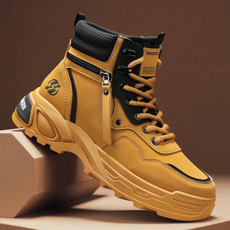 Men's shoes winter new thick soled casual sports outdoor hiking leather surface versatile workwear labor protection shoes