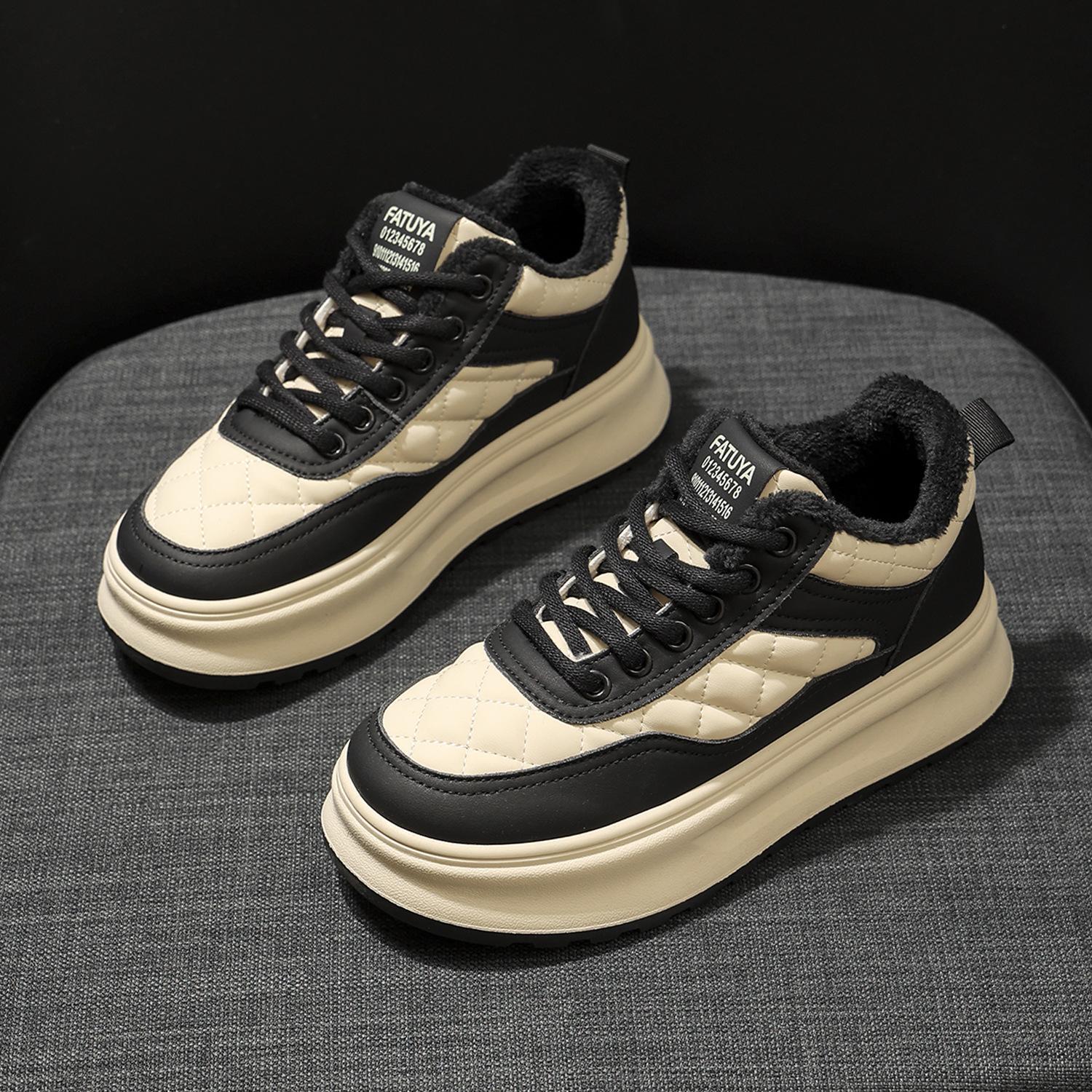 

velvet high-top little white shoes for women s 2025 autumn and winter new sports and leisure board shoes thick-soled versatile and popular big cott 40