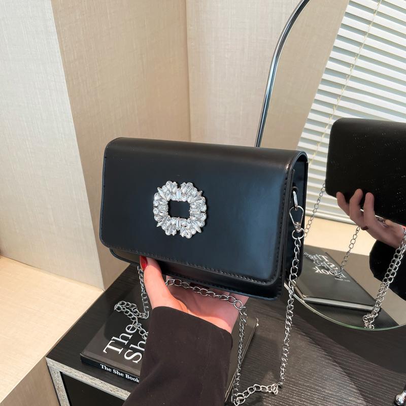 Simple rhinestone 2025 new fashion diamond-encrusted chain single shoulder crossbody small square women's bag