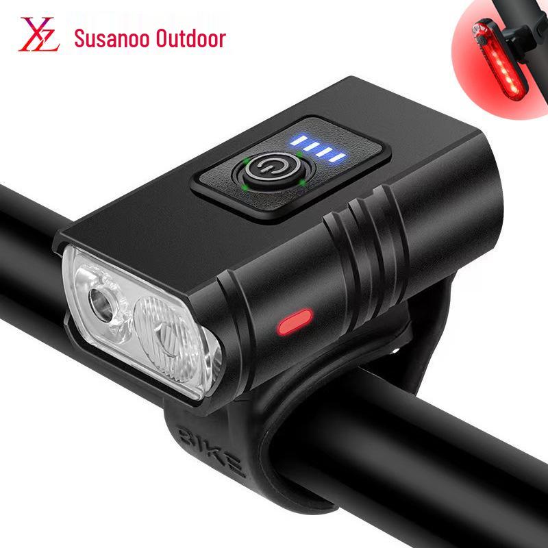 Aluminum Alloy Bike Headlight & Taillight Set: High-Brightness with Power Display for Night Riding