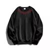 Sweat à capuche rétro américain pour homme - Sweat à col rond décontracté pour le sport avec velours, Style tendance Automne/Hiver