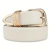 Women's Faux Leather Belt with Golden Oval Buckle - Adjustable Casual Belt for Jeans, Pants, Skirts - Durable Fashion Accessory