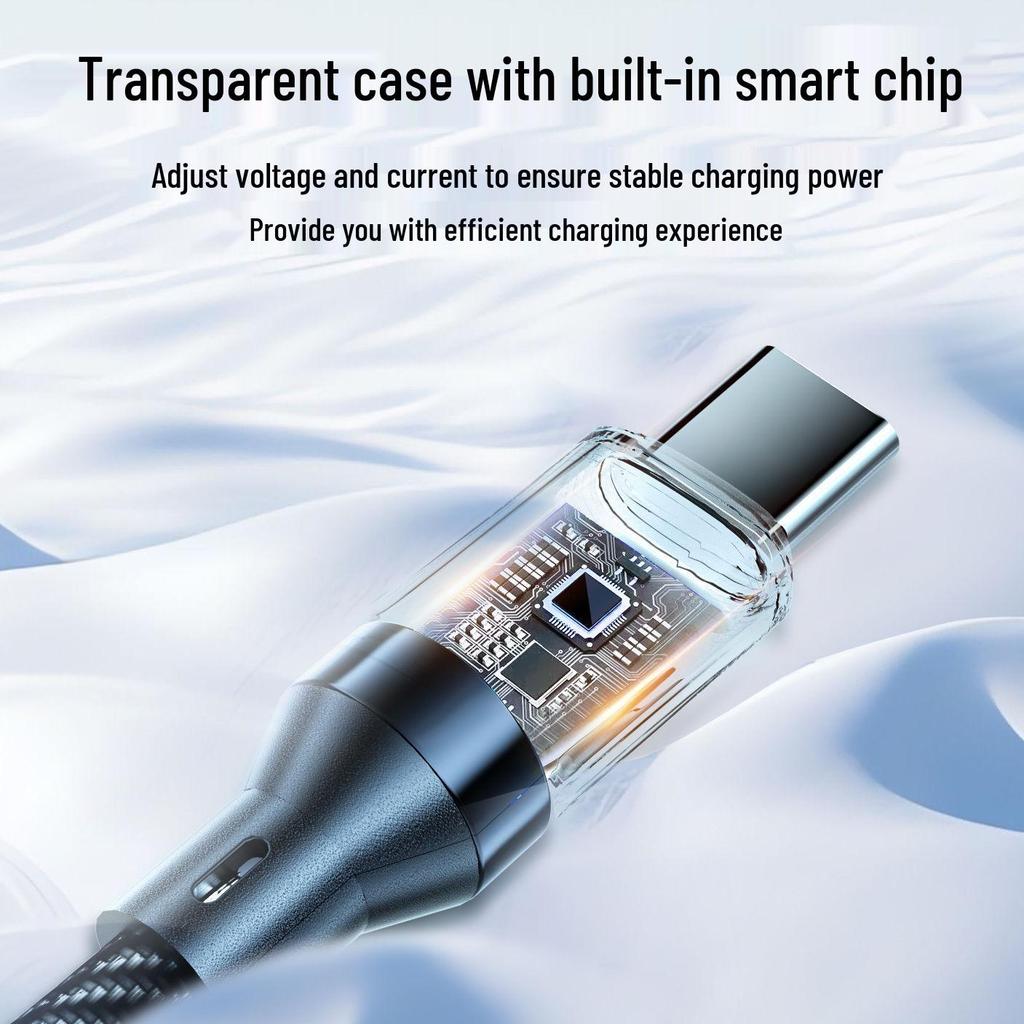 120W Dual Type-C Fast Charging Cable with Smart Display for Apple 15/16 & Huawei Phones