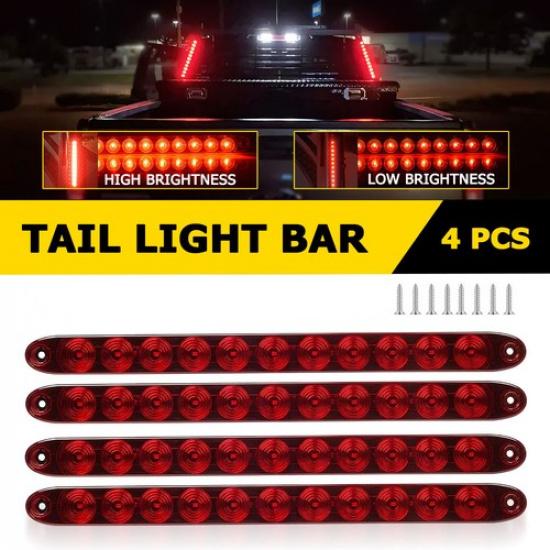 2/4X 15INCH Red Truck Trailer Light Bar Stop 11LED Tail Turn Brake Lights Strip
