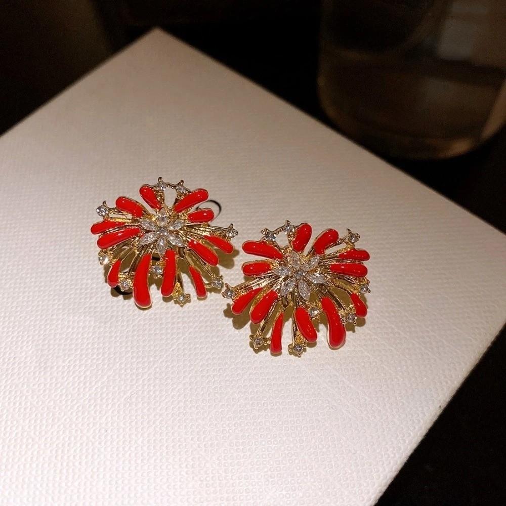Fashion Jewelry Red Fireworks Stud Earrings Happy New Year Gift Fireworks Drop Earrings  Woman