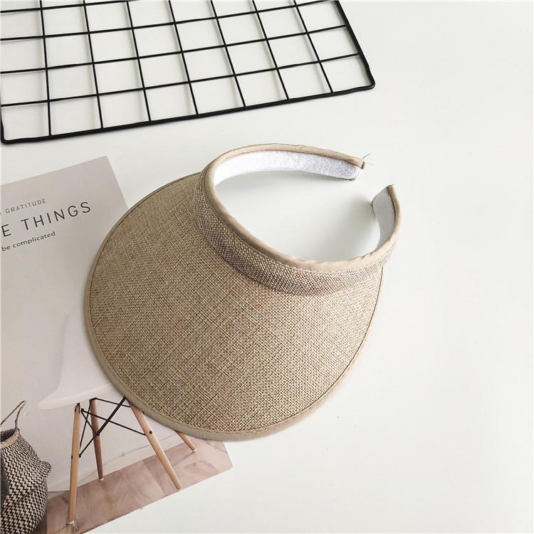 Women Summer Empty Top Visors Sun Hat Simple Solid Color Wide Brim Sunscreen Cap Female Outdoor Adjustable Travel Beach Hats