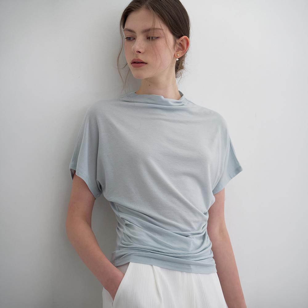Mommet Druff Shirred T-Shirt Sky Blue Free