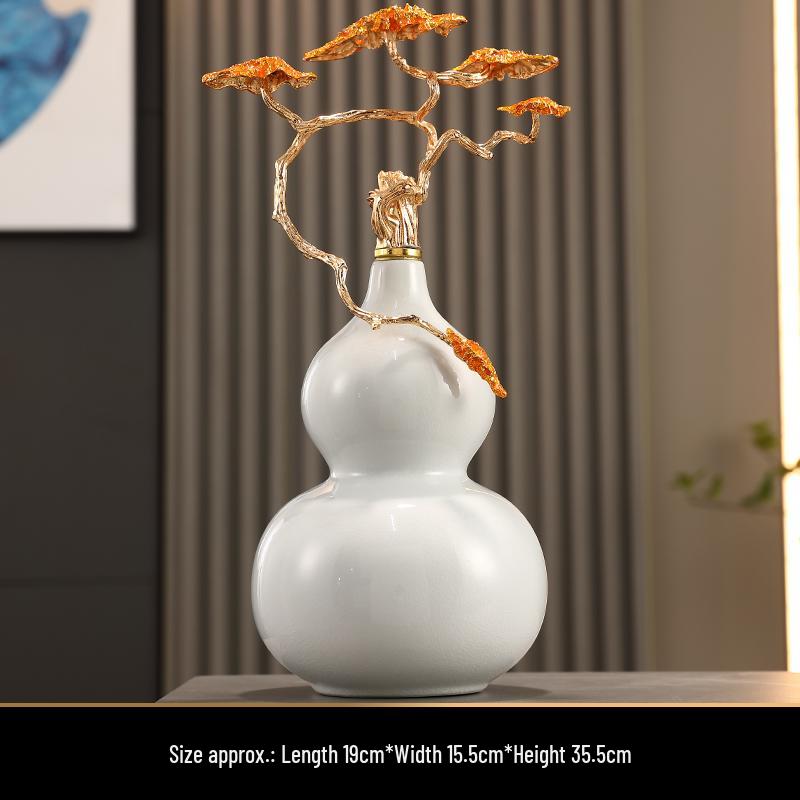 Cloisonné Gourd Ornament: Chinese Ceramic Handicraft for Living Room or Wine Cabinet Decor