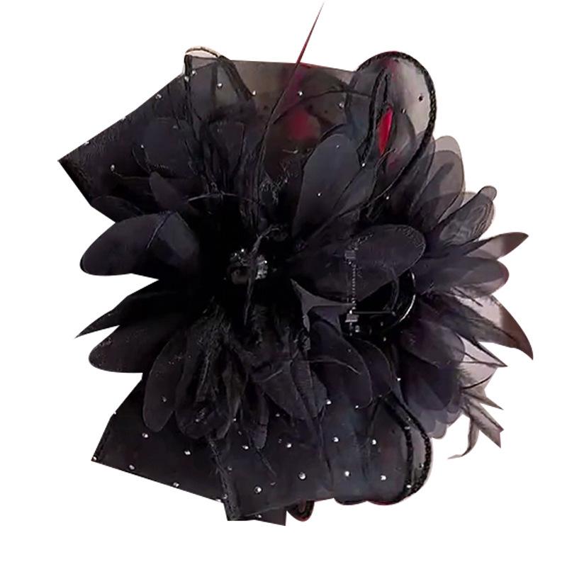 2023 Trendy Black Feather Fluffy Shark Hair Clip – Volume Boosting Headwear Clamps