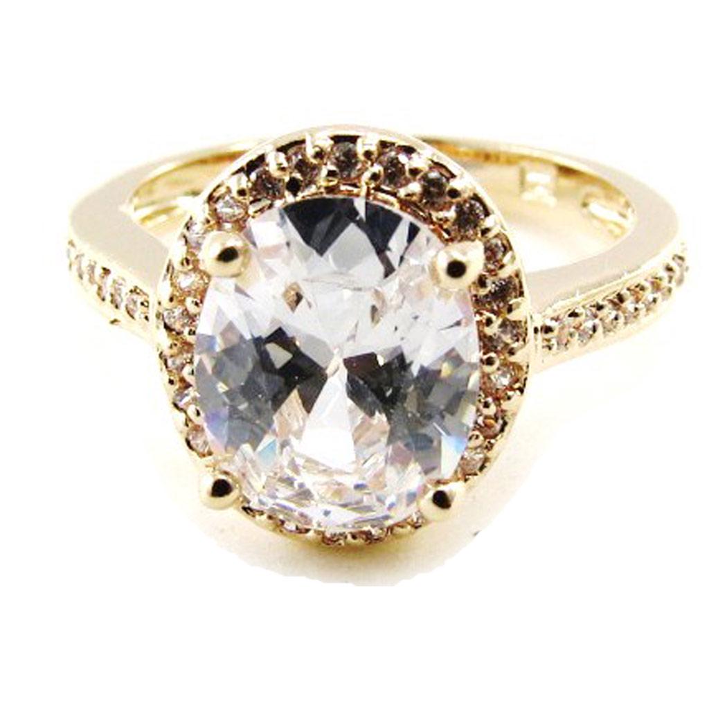 Gullbelagt Ring 'Victorina' hvitt gull - 10x12 mm