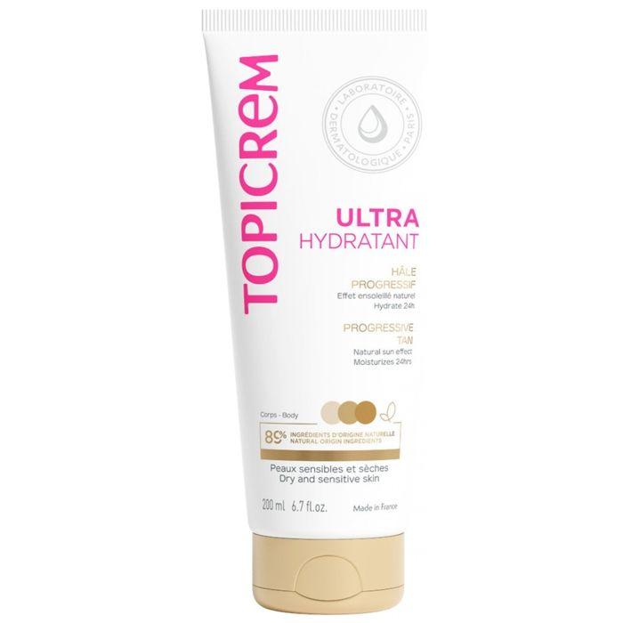 Lait Ultra-Hydratant - TOPICREM - Hâle Progressif - 200ml - Peaux Sensibles - Sans Parabène