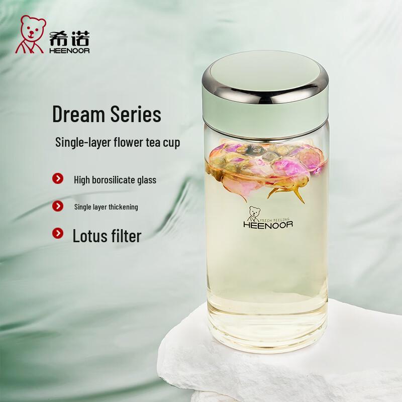 Heenoor Portable Glass Tea & Water Cup with Infuser