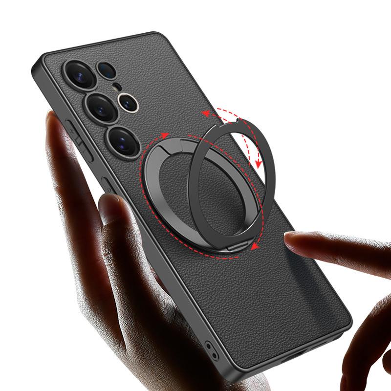 Magnetyczne etui odpowiednie dla telefonu komórkowego Samsung S25u Ochronne skórzane etui S25ltra Pełne 360-stopniowe obrotowe wsparcie Ładowanie bezprzewodowe