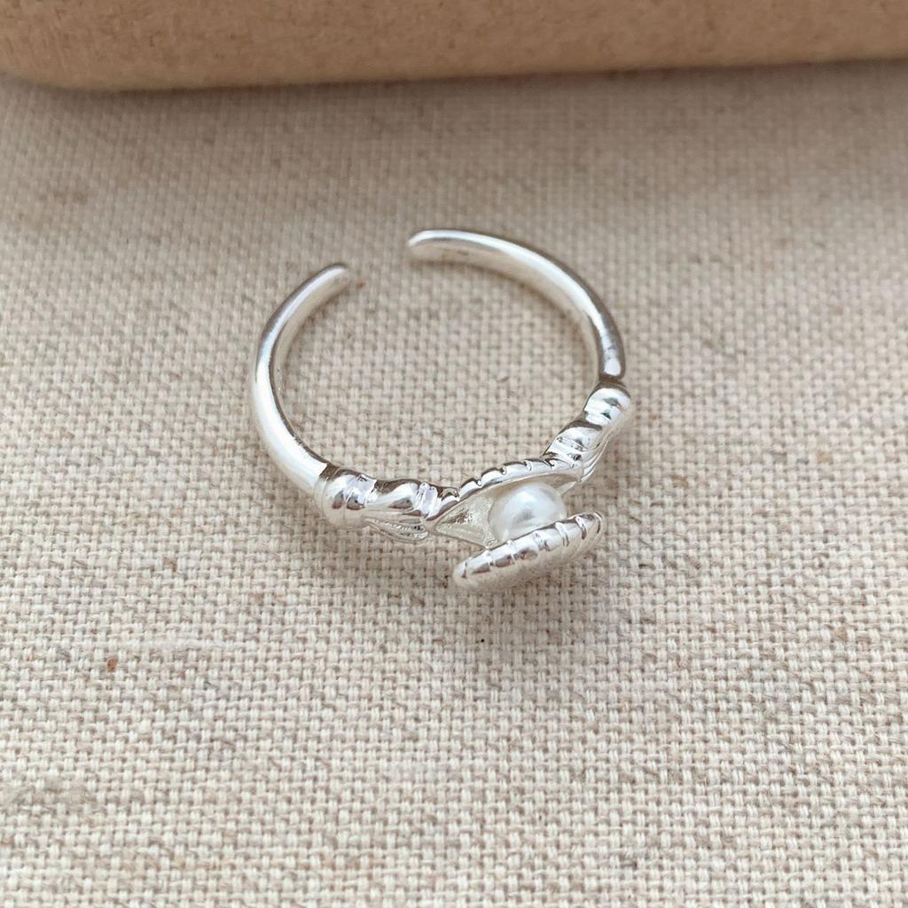 Panjbj Copper Shell Pearl Ring For Women Irregular Sweet Romantic Office Jewelry Birthday Gift Dropship