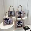 Stylish Urban Skull Canvas Tote Bag For Women Large Capacity Fashionable Design