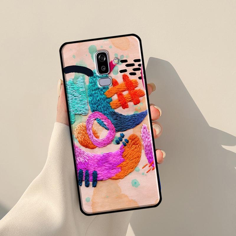 Embroidery Flowers Case For Samsung Galaxy J1 J3 J7 J5 2016 A3 A5 2017 J8 A7 A9 J4 J6 A6 A8 Plus 2018 Cover