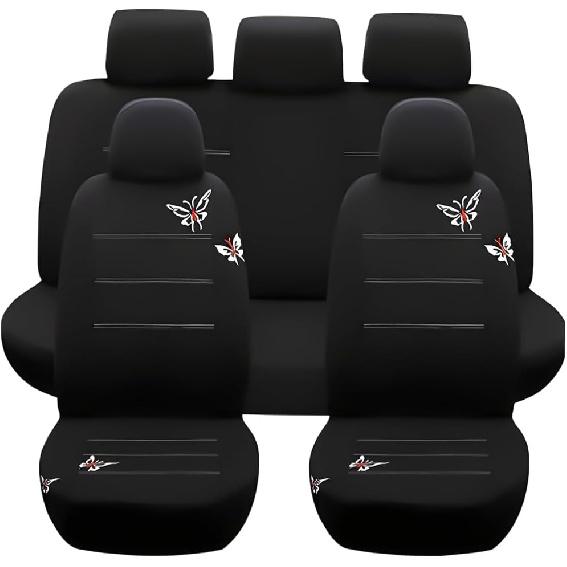 9 шт. Полный комплект чехлов на сиденья автомобиля, Автомобильный комплект защитных чехлов для переднего и заднего раздельного дивана, Легкий, дышащий, прочный, моющийся, Совместимый с подушками безопасности,