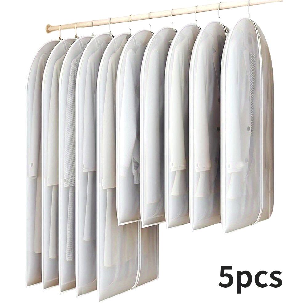 1/5-Piece Heavy-Duty Waterproof Garment Bags with Zippered Closure - Dustproof and Wrinkle-Resistant Hanging Closet Organizer