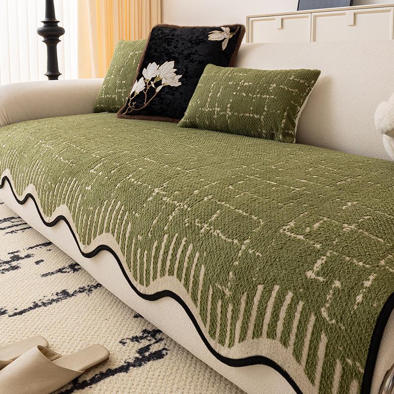 

Premium Leather Sofa Cushion Autumn And Winter New Plush Seat Cushion Straight Row Non-Slip Sofa Cover Cloth Seat Cushion 70*70cm