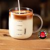 High-Temp Resistant Glass Milk Cup with Scale Lid, Microwave Safe
