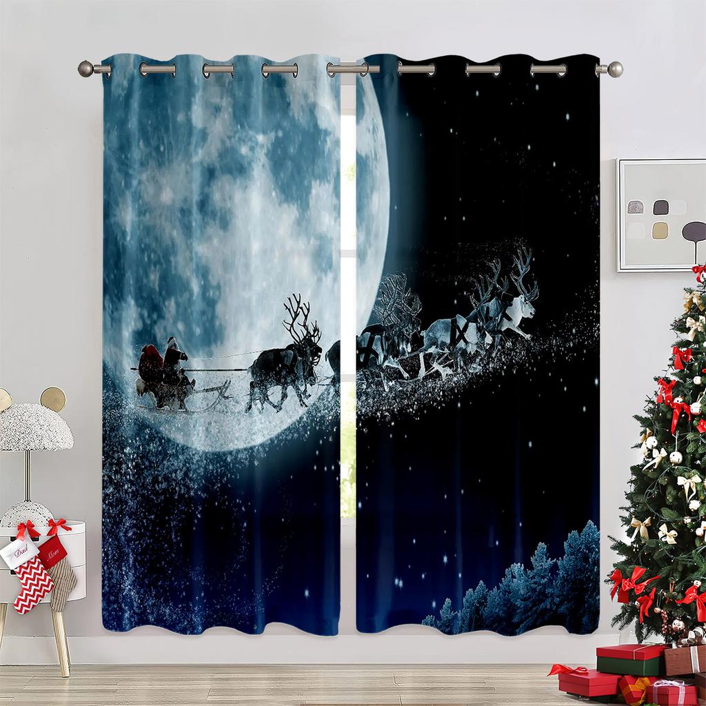 The latest bedroom curtains with Christmas theme in 2024 are suitable for Christmas home decoration.
