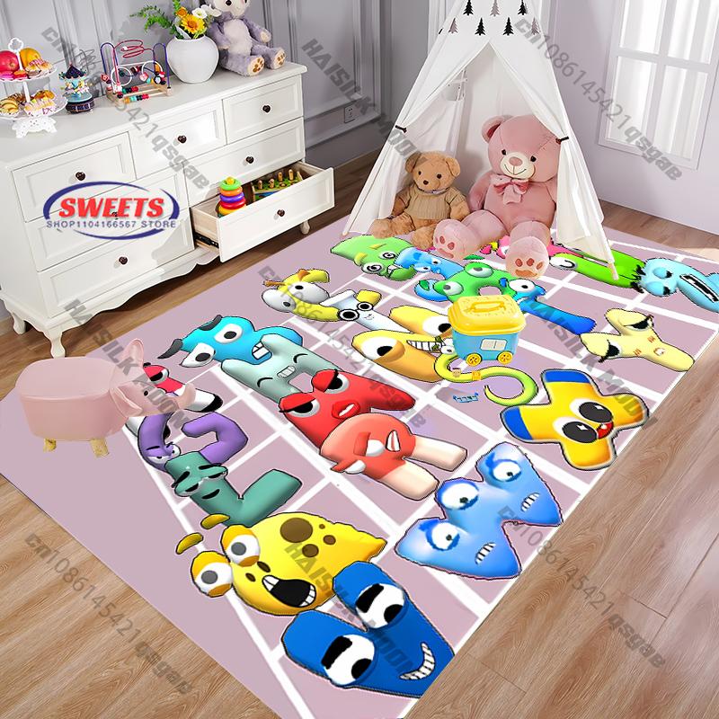 1PC Funny Monster Printed Alphabet Carpet Rugs for Living Room Bedroom Children's Room Decor Mat, Kids' Play Non-slip Mats Gifts