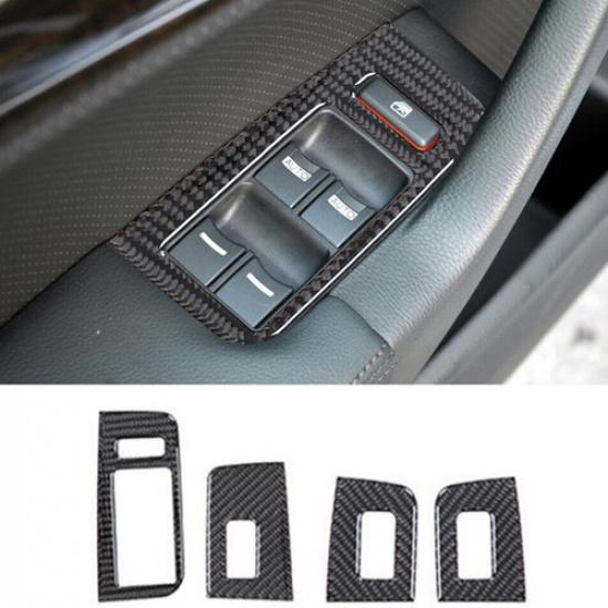 4Pcs Carbon Fiber Interior For Window Control Cover Trim For Acura TL 2004-2008