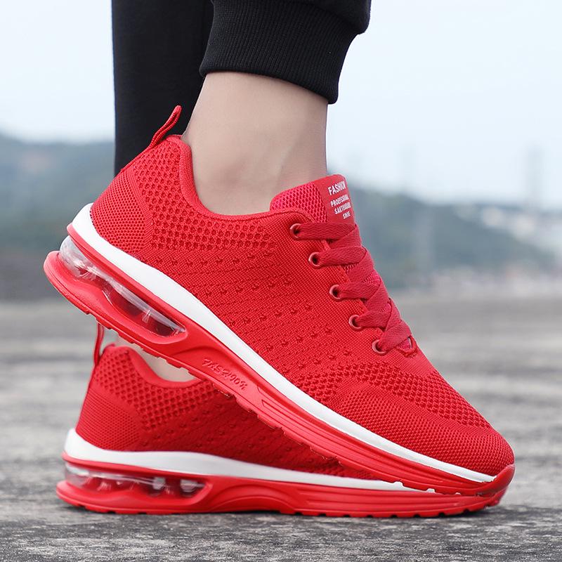Large size men's flying woven air cushion shoes, Amazon couple spring casual sports shoes, student breathable running shoes