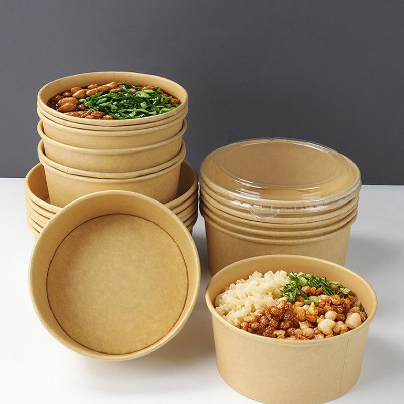 50-Pack 500Ml 750Mldisposable Salad Bowls - Kraft Paper Bowls With Transparent Lids Multiple Options