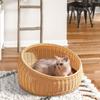 Cat Sleeper, Lightweight Portable Faux Rattan Dog Bed for Summer Rest