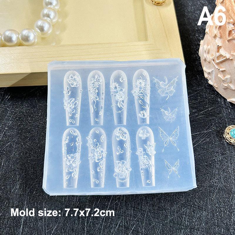 3D Silicone Nail Art Mold Cartoon Cute Dog Bear Cake Bread Relief Carving Diy Design Nail Parts Charm Decorations Manicure Tool