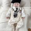 Preppy Spring & Autumn Double-Layer Harem Romper for Baby Boys & Girls - Trendy Outdoor Wear