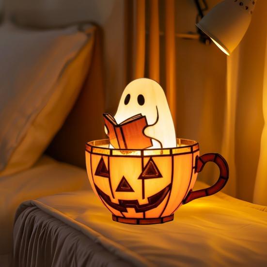 Ghost Bubble Bath Lamp Cute Ghost-Themed Night Light Color-Changing LED Mood Light for Bedside Bathroom Decor