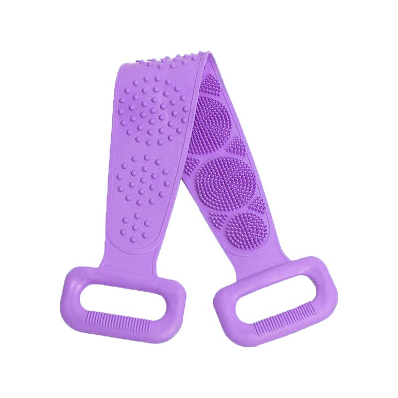 

Силиконовая щетка для тела, скраб для тела, отшелушивающая губка, щетка для ванной, душа, задняя щетка, скраб для ванны, чистый инструмент для удаления пятен, банный пояс фиолетовый