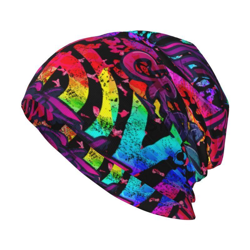 Graffiti Slouchy Beanie Hats for Men Women American Comic Collection Pop Art Skull Print Caps Autumn Winter Warm Knit Hat