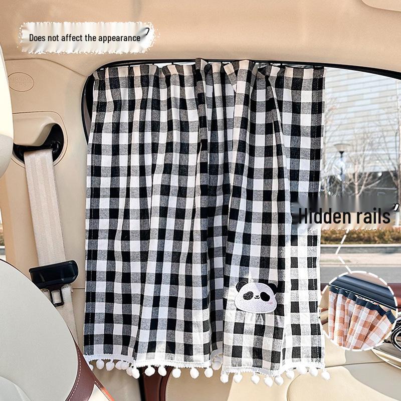Cartoon Car Sunshade Curtains with Heat Insulation and Privacy Slide Rail