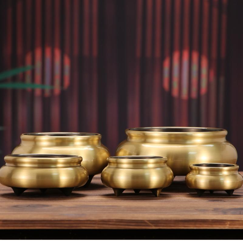 Home Decoration Accessories Copper Incense Burner Ornaments Smooth Incense Burner Large Edge Furnace Home Offerings 1pcs Censer