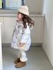 Kids' Korean Style Winter Cartoon Hooded Mid-Length Down Jacket - Girls 90% White Duck Down