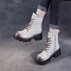 Johnature Genuine Leather Wool Short Boots Warm Snow Boots Thick Heel Thick Soled Women's Boots