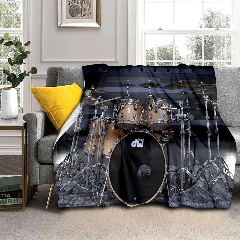 Music Instruments Drum Kit  Drum Set Blanket,Soft Throw Blanket for Home Bedroom Bed Sofa Picnic Travel Office Cover Blanket Kid