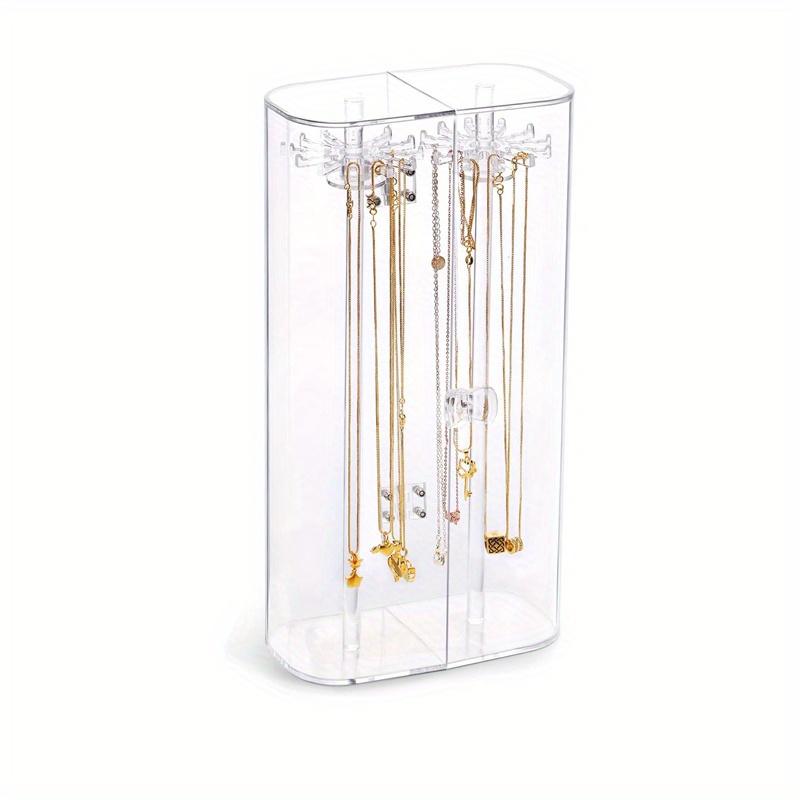 

1PC rotating tubular jewelry storage rack, rotating storage rack - 24 hooks for dressing tables, makeup tables
