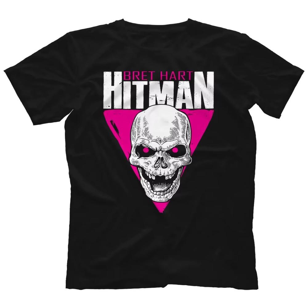 WWE Bret Hart Black  , The Hit Man Skull Unisex T-Shirt S