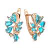 Fashion Zircon Earrings Women's Korea and Japan Simple Xiaoqing Elegant Flower Blue Zircon Earrings