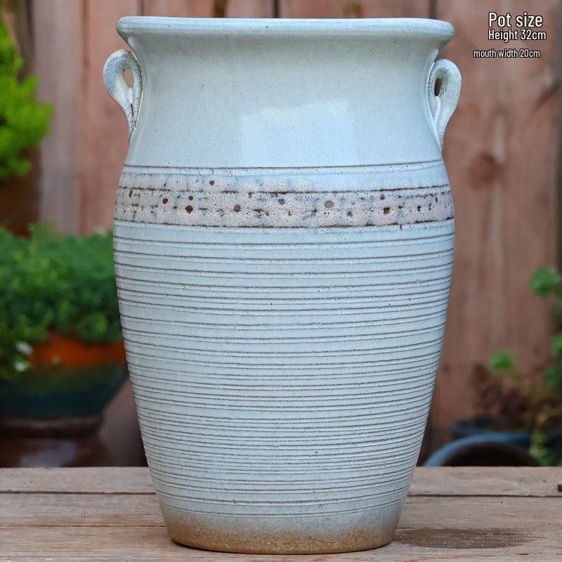 Hoher Handgefertigter Keramikkrug für Sukkulenten und Orchideen