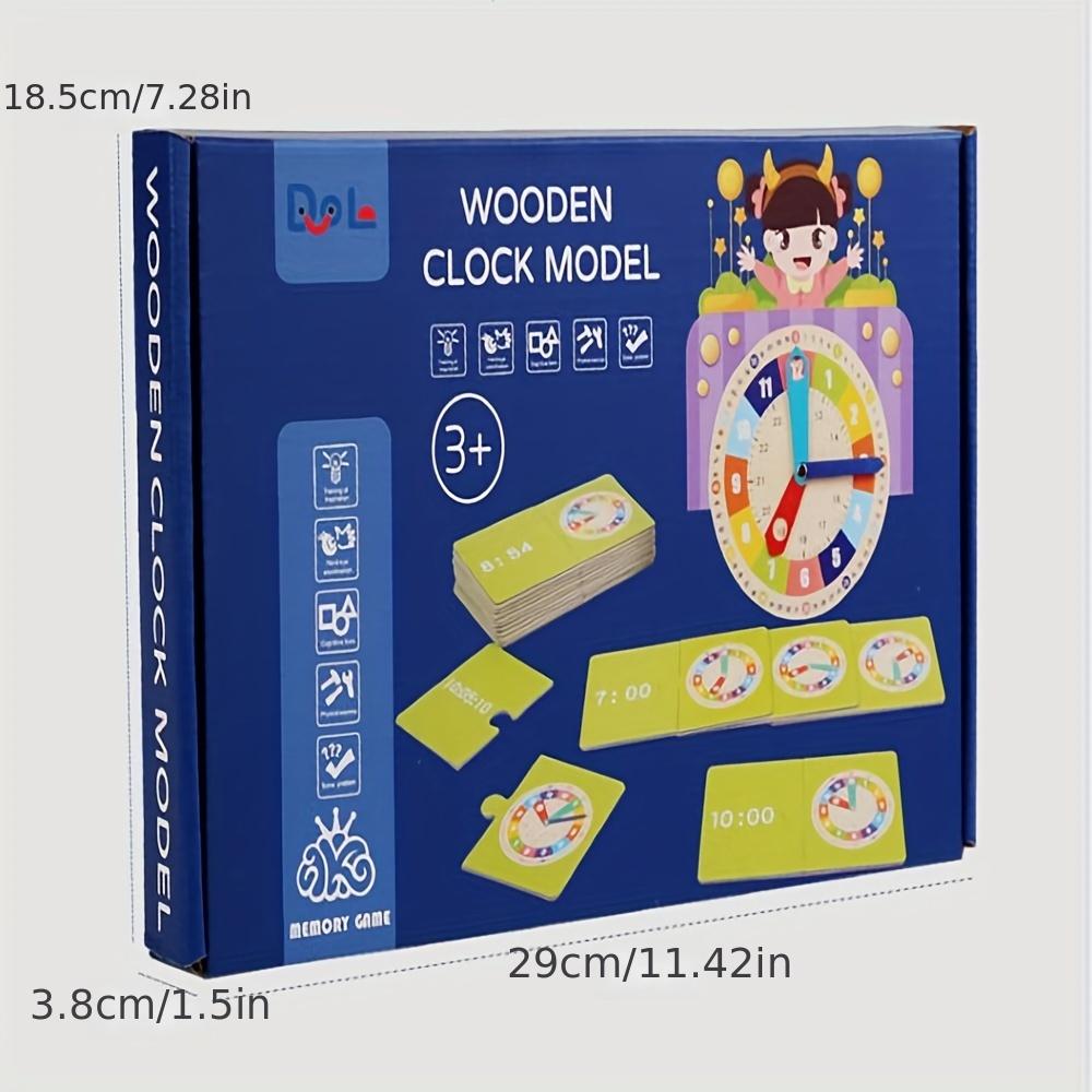 Wooden Learning Clock Teaching Time Montessori Toys for Toddlers Kids Early Educational Toy 12/24 Hours Clock for Baby Kids