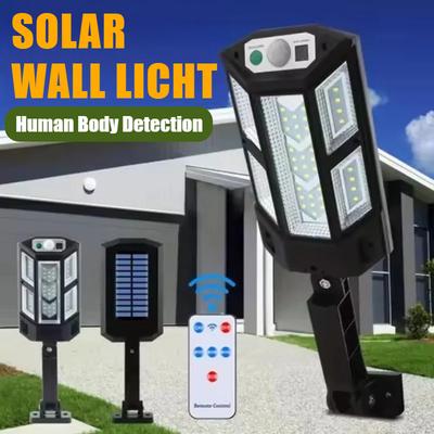 Solar Powered Security Light Motion Activated 3 Lighting Modes Weatherproof Construction for Outdoor Wall Garden Garage Lighting