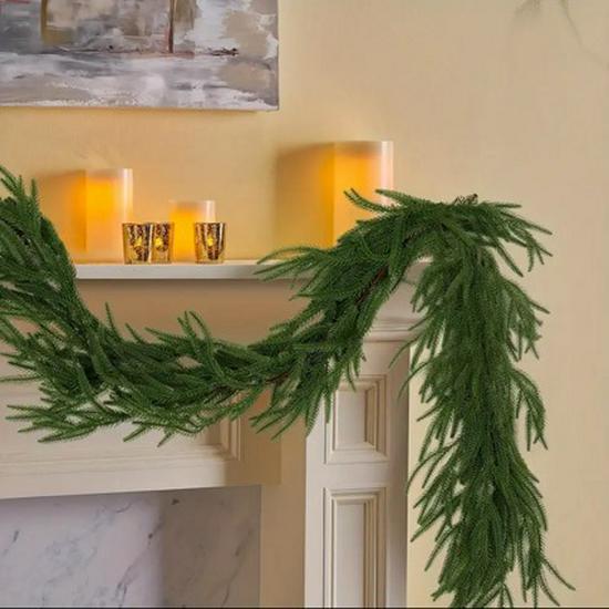 72-Mesh 2m Artificial Norfolk Pine Christmas Garland Simulation Greenery with Realistic Feel